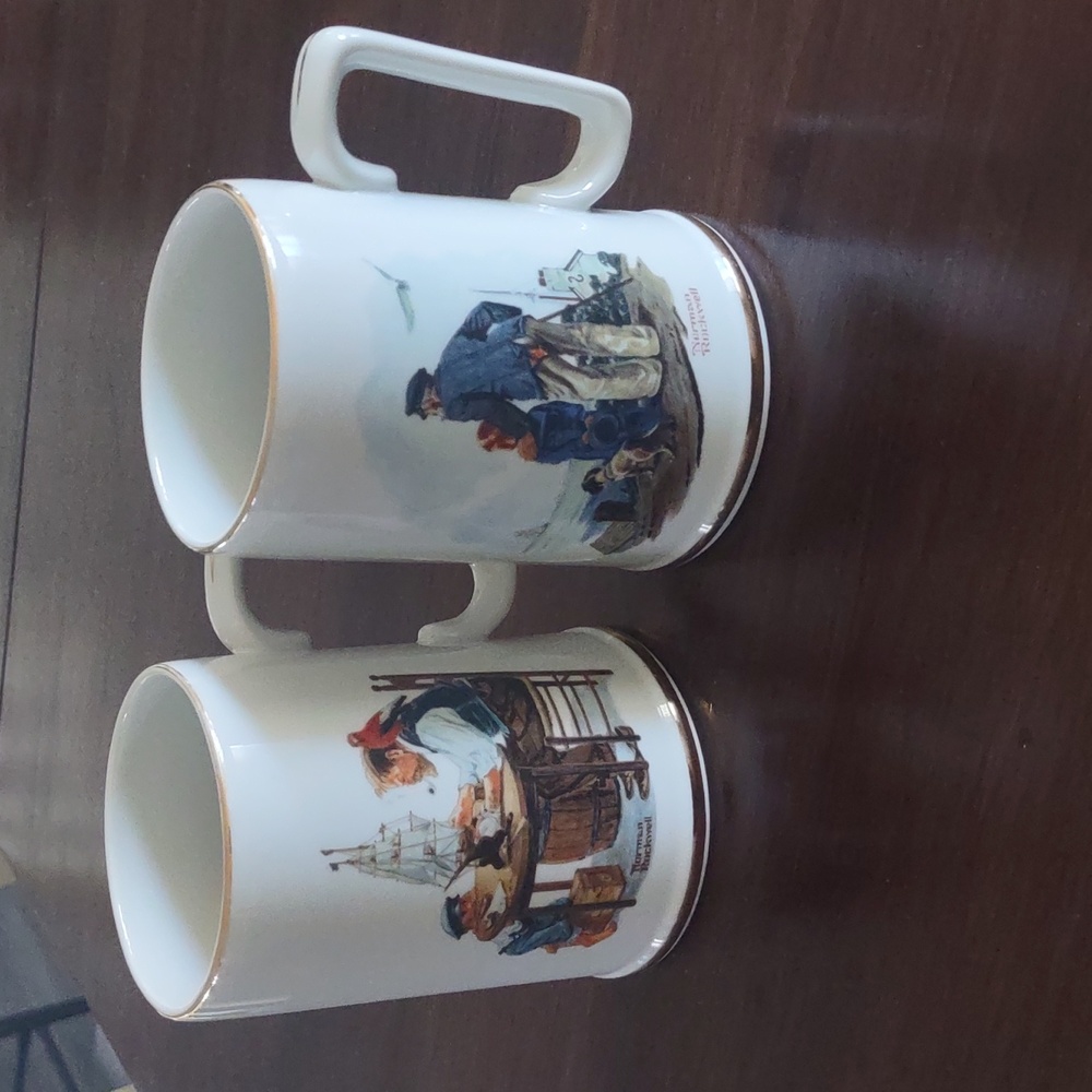 2 Collectible 1985 Norman Rockwell mugs.
